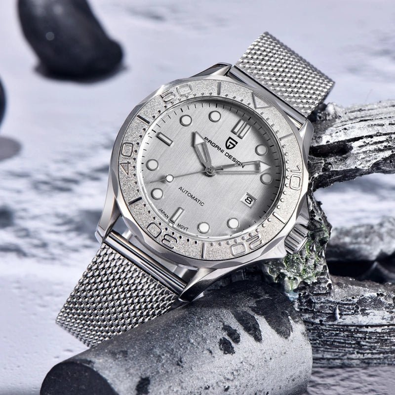 Pagani Design 1818 Orologio Automatico Uomo – Movimento 8215, Cassa Acciaio 42mm, Vetro Zaffiro, Impermeabile 100m, Stile Retrò